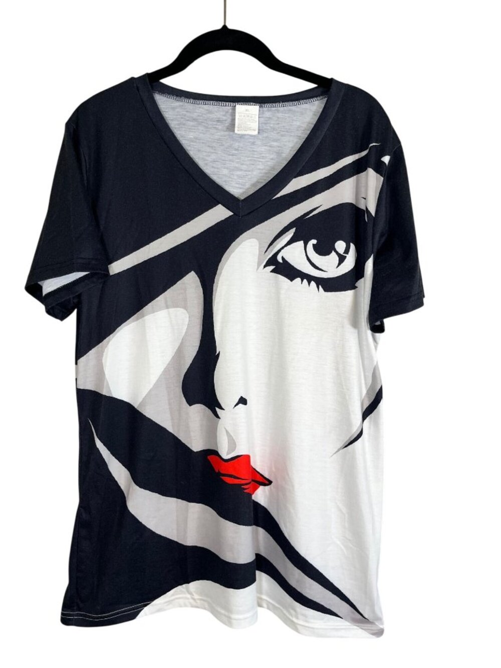 Retro Colorful Face Top XL Mod Abstract Artsy Stylist Pop Art 80s Portrait Chic